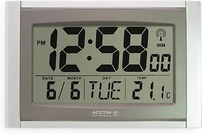Acctim Stratus Digital Wall/Desk Clock Radio Controlled Tabletop LCD Display UK • £31.97