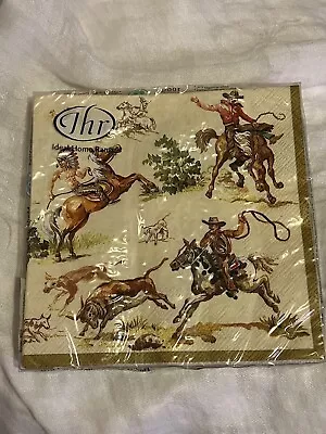 Ideal Home Range 20 Lunch Napkins NIP. Cowboys & Horses 13 X 13 “ • £18.32