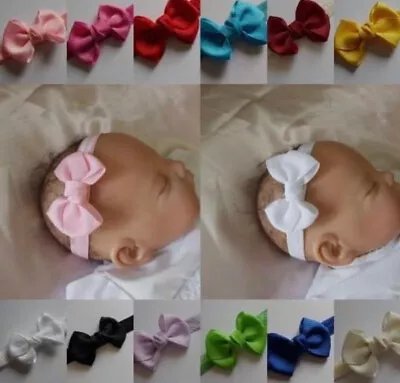 Baby Headband Bow Baby Girls Headbands Hairband All Sizes  Super Soft 28 Colours • £1.99