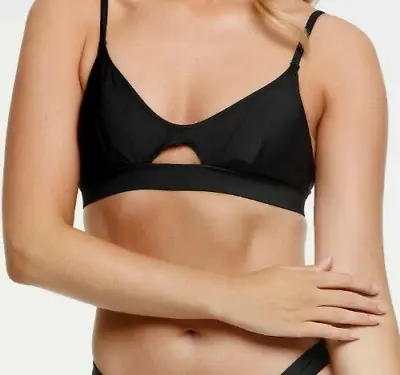 Tigerlily ESTHER Bikini Top Black Size  Medium RRP $79 • $29.90