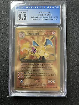 $999 • Buy CGC 9.5 Gold Metal Charizard 4/102 Celebrations UPC For  Anhe-7110 ONLY