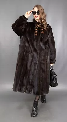 3681 Amazing Real Mink Coat Luxury Fur Swinger Very Long Beautiful Size 4xl • $1