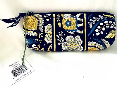 Vera Bradley Capri Blue Floral  Brush Pencil Case Zipper  - New With Tag • $15