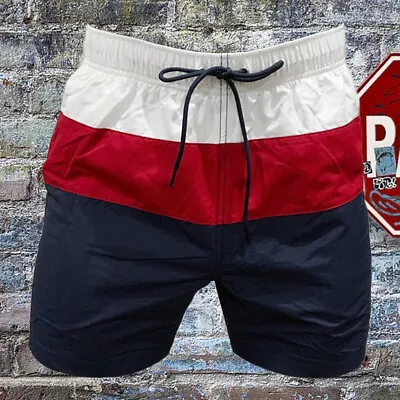 Nwt Nautica Color Block Beach Surf Men's Navy Red White Board Shorts Msrp $59.99 • $18.69