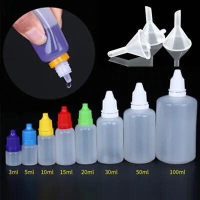 10ml 30ml 50ml 100ml LDPE Plastic Childproof Cap Squeezable Empty Dropper Bottle • £4.25