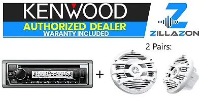 Kenwood KMR-D382BT 1-Din Marine CD/USB Receiver+ KFC-1653MRW Boat Speakers Qty 4 • $239