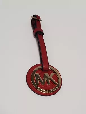 Michael Kors MK Medallion Gold Metal Fob Hang Tag  Red Leather Strap • $20