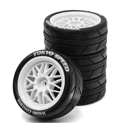 4PCS Running Rally Wheel Tires For Kyosho FW06 Tamiya TT01 TT02 XV01 1/10 RC Car • £13