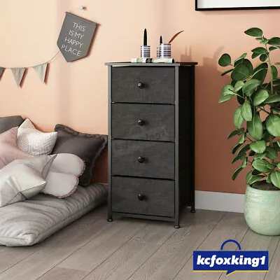 $69.49 • Buy 4 Chest Of Drawers Tallboy Dresser Table Storage Fabric Bedroom Furniture Black