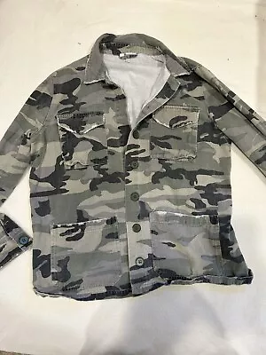 Jodifl Distressed Camo Jacket Light Weight Button Up Size Small • $12