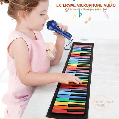 Portable 49 Keys Roll Up Electronic Piano Flexible Silicone Hand Roll Keyboards • $55.96