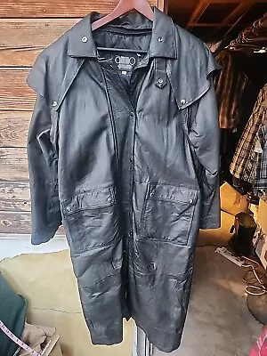 Antonio Giovanni Mens Med Black Cowboy Western Duster Riding Coat W/ Leg Straps  • $50