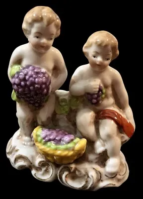 Vintage Porcelain Cupids Figurine Occupied Japan 1947-1952 Grapes • $25.95