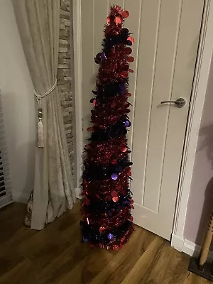 £5 • Buy NEW 5FT Collapsible Holly Pop Up Christmas Tree Tinsel. Home Xmas Decor