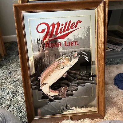 Miller High Life Wisconsin Rainbow Trout Beer Mirror  • $88
