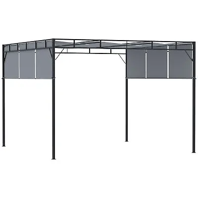 Outsunny 3(m) Steel Pergola Garden Gazebo W/ Retractable Canopy Dark Grey • £216.99