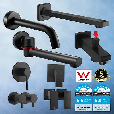 ACA Black Brass Bathtub Water Spout Diverter Faucet Swivel Wall Mixer Twin Taps • $42.75