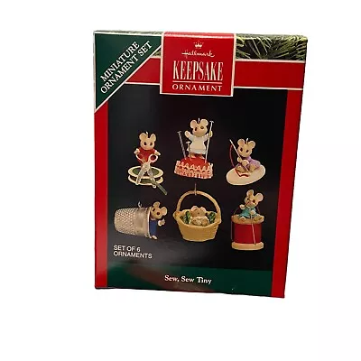 Hallmark Miniature Ornaments Sew Sew Tiny Christmas Mice Vintage 1992 Set Of 6 • $15