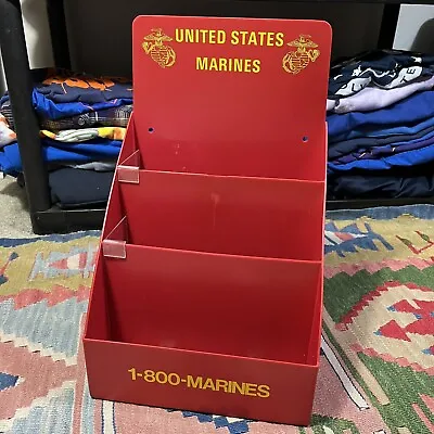 Vintage United States Marines Red Plastic 16” Recruiting Brochure Display Box US • $111.99