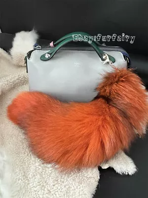 Dyed Orange Fox Tail Keyring Real Fox Fur Tail Cosplay Costume Accessory • $11