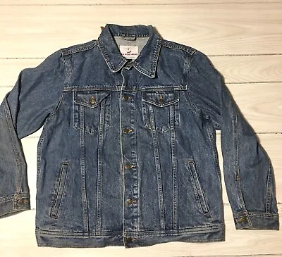 Real Work Wear Vintage Denim Barn Jacket Mens Long Sleeve Button Sz Large • $27