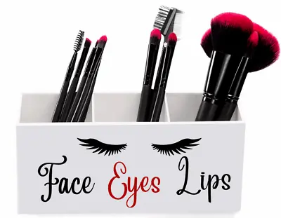 Glam Makeup Brush Holder Organizer 3 Slot Acrylic Cosmetics Brushes Face Eyes   • $15.99