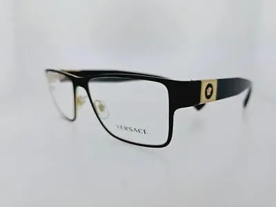 Versace Prescription 1274 1436 55mm Matt Black Gold Frame With Clear Demo Lenses • $179.99