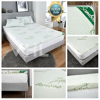 Bamboo 4CM Topper Luxury Quality Cosy Bed Mattress Ultra-Soft Memory Foam Pillow • £54.99