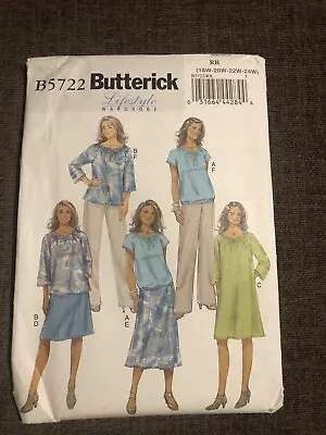 Butterick Sewing Pattern B5722 Size RR 18W-20W-22W-24W Uncut • $7.50