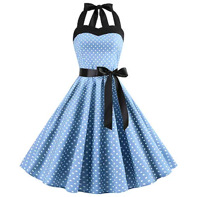 Women Retro 50s 60s Swing Dress Rockabilly Evening Party Cocktail Casual Dress • £17.99