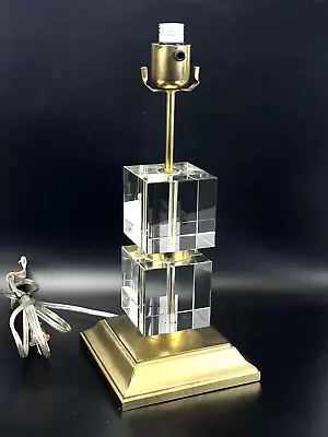 Victoria Hagan Perfect Pieces Table Side Lamp Double Cube Stack Glass Gold Light • $109