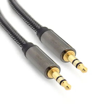 Audio AUX Cable Braided 3.5mm Metal Jack Stereo For IPhone IPod Headphone CAR UK • £4.95