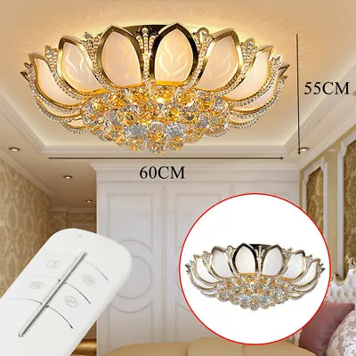 K9 Crystal Chandelier Pendant Lotus Light Fixture Flush Mount LED Ceiling Lamp • $105