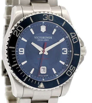 VICTORINOX Swiss Army Maverick Stainless Steel Auto Blue Dial Men's Watch 241706 • $1076.44