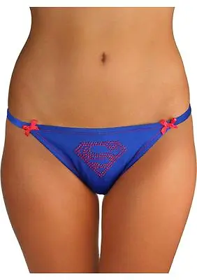 SuperMan Bikini Pantie Gem Logo Lace Back X-Large Red & Blue Comic Fan Lingerie • $9.09
