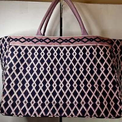 Mud Pie Pink And Blue Tote Bag. Canvas With One Pocket Inside. EUC. • $24