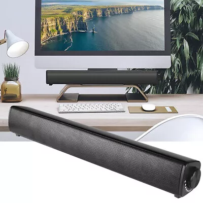 40cm 3.5mm Wired Sound Bar Computer Stereo Speakers USB For PC Desktop Laptop • £16.14