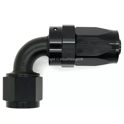 AN-6 6AN BLACK JIC 90 Degree Swivel FAST FLOW Fuel Oil Braided Hose Fitting • £12.49