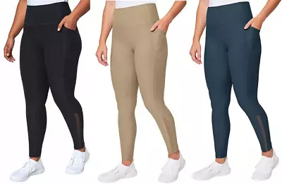 Mondetta Women's High Waisted Active Leggings W/Pockets & Mesh Leg Cutout XS-XL • $13.99