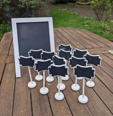 12x White Chalkboard Stand Wedding Place Name Table Message Holder Party Card • £5.75