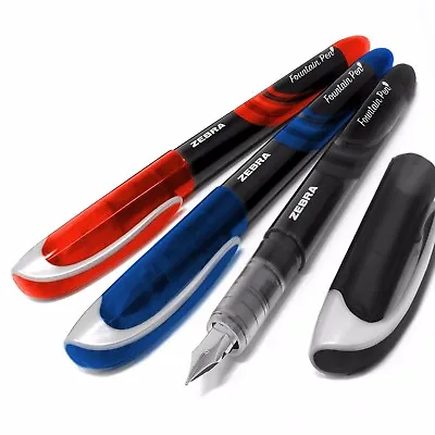 £4.99 • Buy Zebra Fuente - Disposable Fountain Pen - Pack Of 3 - Black / Blue / Red