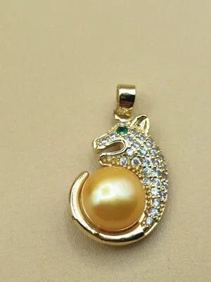 Hot Aaaa 8-9mm South Sea Genuine Golden Stud Pearl Pendant.. • $1.31