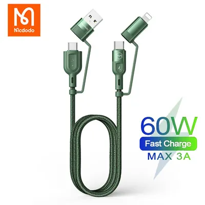 Mcdodo 4 In 1 PD 60W Fast Charge Cable Data Fast Charger Cord For IPhone Samsung • $12.99