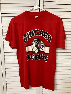 Vintage Chicago Blackhawks XL  T Shirt  80’s Screen Stars Soft 50/50 Blend NHL • $18