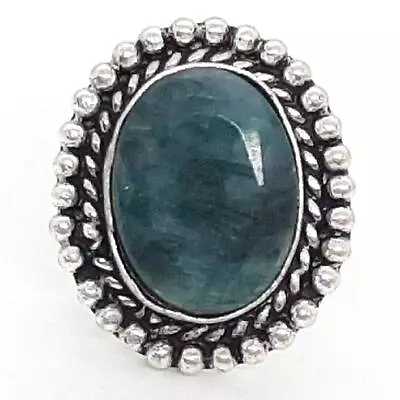 Vintage 8.76ctw Green Sapphire Silver Ring Size 7 • $19.99