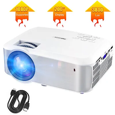 £69.99 • Buy NEW TOPVISION 1080P Supported Video Projector With 4200Lux WHITE 200 INCH IPHONE