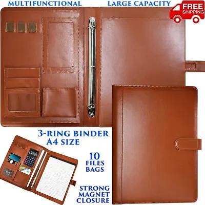 Office Leather Portfolio Padfolio 3-ring Binder A4/letter Size Large Capacity • $38.90