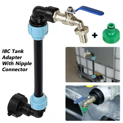 3/4 In IBC Tank Gooseneck Outlet Tap Rain Barrel Rainwater Container Adapter • £17.79