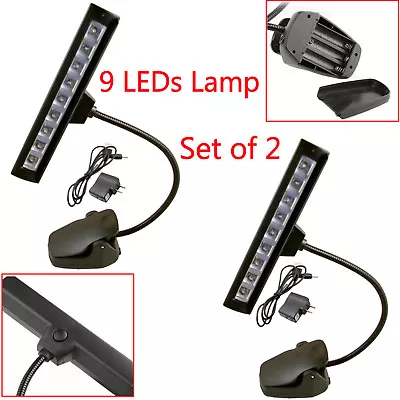 2Pcs 9 LEDs Clip-On Orchestra Music Stand Flexible LED Lamp Light With Adapter • $24.59