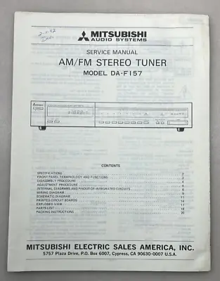 Mitsubishi DA-F157 AM/FM Stereo Tuner Original Service Manual  Free Shipping • $18